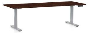 Výškově nastavitelný stůl OfficeTech D, 200 x 80 cm, šedá podnož, wenge