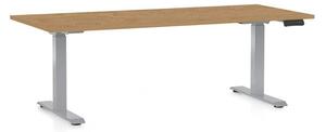 Výškově nastavitelný stůl OfficeTech D, 180 x 80 cm, šedá podnož, dub kamenný