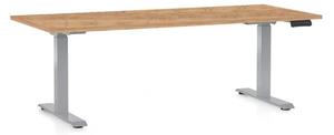Výškově nastavitelný stůl OfficeTech D, 180 x 80 cm, šedá podnož, dub kraft