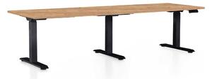 Výškově nastavitelný stůl OfficeTech Long, 240 x 80 cm, černá podnož, dub kraft