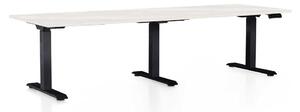 Výškově nastavitelný stůl OfficeTech Long, 240 x 80 cm, černá podnož, bílý jasan