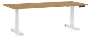 Výškově nastavitelný stůl OfficeTech C, 180 x 80 cm, bílá podnož, dub kamenný