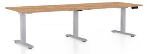 Výškově nastavitelný stůl OfficeTech Long, 240 x 80 cm, šedá podnož, dub kraft