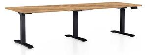 Výškově nastavitelný stůl OfficeTech Long, 240 x 80 cm, černá podnož, dub zlatý