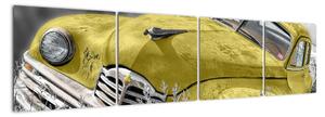 Obraz žlutého auta na louce (160x40cm)