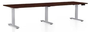 Výškově nastavitelný stůl OfficeTech Long, 260 x 80 cm, šedá podnož, wenge