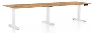 Výškově nastavitelný stůl OfficeTech Long, 260 x 80 cm, bílá podnož, dub zlatý