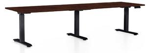 Výškově nastavitelný stůl OfficeTech Long, 260 x 80 cm, černá podnož, wenge