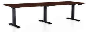 Výškově nastavitelný stůl OfficeTech Long, 240 x 80 cm, černá podnož, wenge