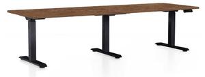 Výškově nastavitelný stůl OfficeTech Long, 240 x 80 cm, černá podnož, dub silverjack