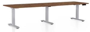 Výškově nastavitelný stůl OfficeTech Long, 260 x 80 cm, šedá podnož, dub silverjack