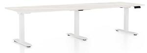 Výškově nastavitelný stůl OfficeTech Long, 260 x 80 cm, bílá podnož, bílý jasan
