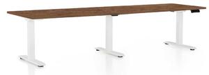 Výškově nastavitelný stůl OfficeTech Long, 260 x 80 cm, bílá podnož, dub silverjack