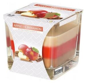 Sklo hranol 80x80 mm ~32h Apple - Cinnamon fruits tříbarevná vonná svíčka