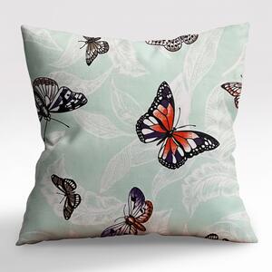 Ervi povlak na polštář bavlněný - motýli na tyrkysovém