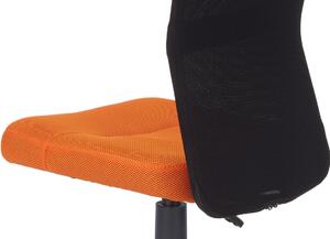 Kancelářská židle, oranžová mesh, plastový kříž, síťovina černá