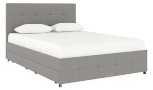 Šedá čalouněná dvoulůžková postel s úložným prostorem 140x200 cm Rose – Støraa