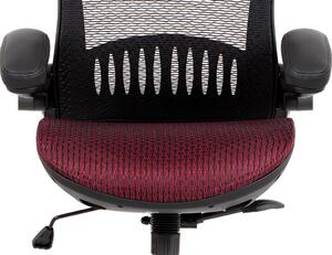 Kancelářská židle, synchronní mech., červená MESH, kovový kříž