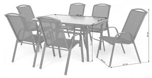 Home Garden Zahradní sestava stolu a 6 židlí Sevilla 1, šedá/béžová/proužek
