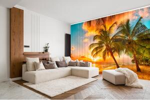 Fotožaluzie - Západ slunce s palmami Látka: Zatemňující