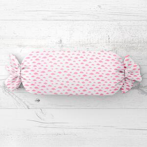 Biante Dětský polštář válec bonbon Sandra SA-128 Korálové obláčky na bílém 15x40 cm
