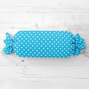 Biante Polštář válec bonbon Sandra SA-135 Bílé puntíky na modrém 15x40 cm