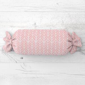 Biante Polštář válec bonbon Sandra SA-211 Listy na starorůžovém 15x40 cm