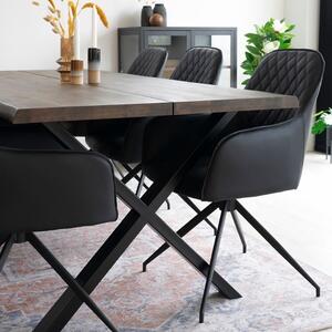 Nordic Living Černá koženková otočná jídelní židle Malvik