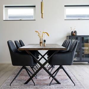 Nordic Living Černá koženková otočná jídelní židle Malvik