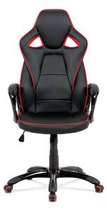 Autronic Kancelářská židle, černá-červená ekokůže, houpací mech, plastový kříž