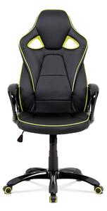 Autronic Kancelářská židle, černá-zelená ekokůže, houpací mech, plastový kříž