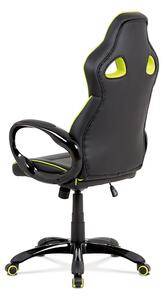 Autronic Kancelářská židle, černá-zelená ekokůže, houpací mech, plastový kříž