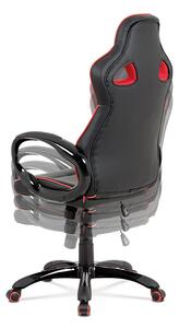 Autronic Kancelářská židle, černá-červená ekokůže, houpací mech, plastový kříž