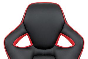Otočná kancelářská židle v černé ekokůži s červeným lemováním KA-E812 RED