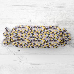 Biante Polštář válec bonbon Sandra SA-218 Žluto-hnědo-růžové trojúhelníčky 15x40 cm