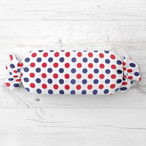Biante Polštář válec bonbon Sandra SA-242 Červené a modré puntíky 15x40 cm