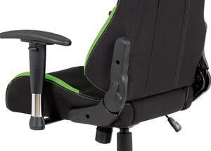 Autronic Kancelářská židle, houpací mech., černá + zelená látka, plastový kříž