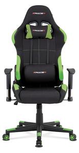 Kancelářská židle, houpací mech., černá + zelená látka, plastový kříž