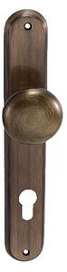 Dveřní koule na štítu MP NI - ELEGANT (OGR - Bronz česaný lesklý), KP koule pevná kus, Bez otvoru, MP OGR (bronz česaný)