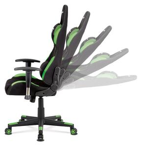 Kancelářská židle, houpací mech., černá + zelená látka, plastový kříž