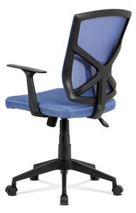 Autronic Kancelářská židle, modrá MESH+síťovina, plastový kříž, houpací mechanismus