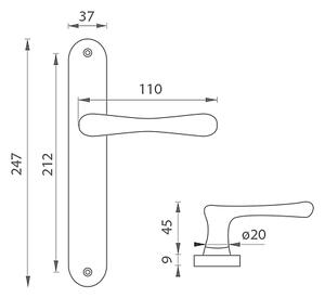 Dveřní kování MP Elegant (OC - Chrom lesklý), klika-klika, Otvor pro obyčejný klíč BB, MP OC (chrom lesklý), 72 mm