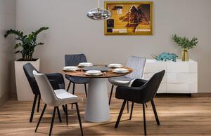 Hnědý dubový jídelní stůl Marco Barotti 110 cm s matnou stříbrnou podnoží