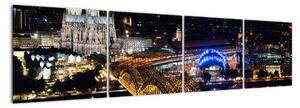 Obraz nočního pohledu na město (160x40cm)