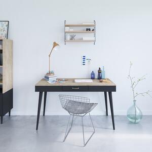 Černý pracovní stůl s deskou v dekoru dubu 134x59 cm - TemaHome