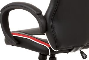 Kancelářská židle, červená-černá-bílá ekokůže+MESH, houpací mech, kříž plast černý
