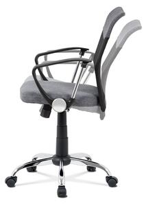 Autronic Juniorská kancelářská židle, šedá látka, černá MESH, houpací mech, kříž chrom