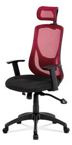 Autronic Kancelářská židle, synchronní mech., černá + červená MESH, plast. kříž