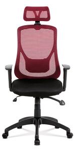 Autronic Kancelářská židle, synchronní mech., černá + červená MESH, plast. kříž