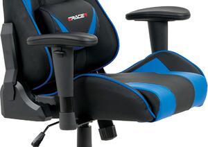 Autronic Kancelářská židle, modrá+černá ekokůže, houpací mech., plastový kříž